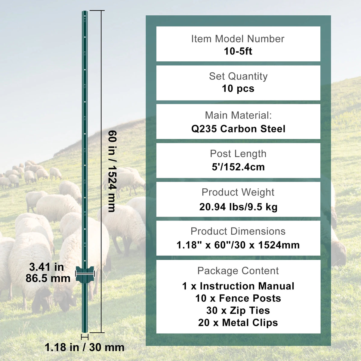 SucceBuy Heavy Duty Steel T-Post Stakes for Garden and Farm Fencing