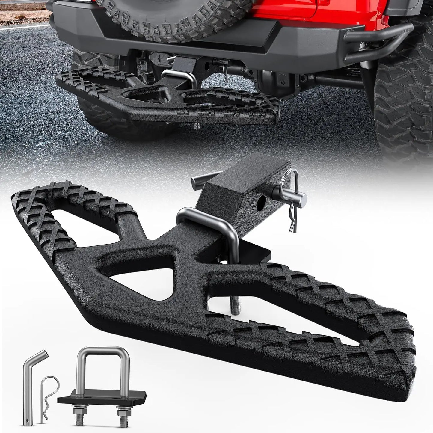 Nilight Car Rear Bumper Receiver Trailer Tow Hitch Step Bar Pedal for Pickup Truck SUV Bumper Guard Protector Exterior Access