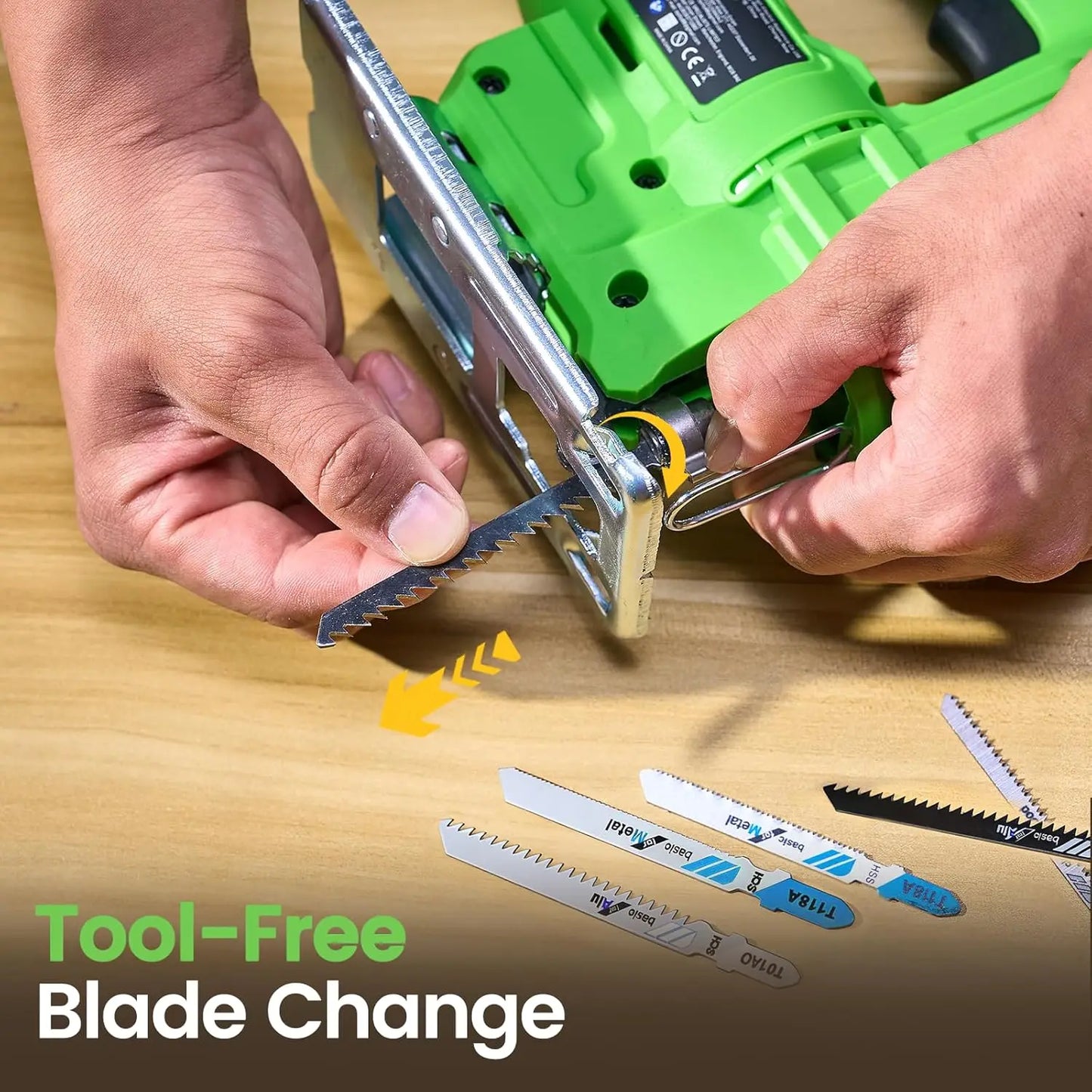 Taskstar Cordless Jig Saw Tool With 2*4.0Ah Batteries Brushless 9 Blades 0–45° Bevel Cutting 4 Orbital Setting Straight Curved Cuts Electric Jigsaw For Makita Battery