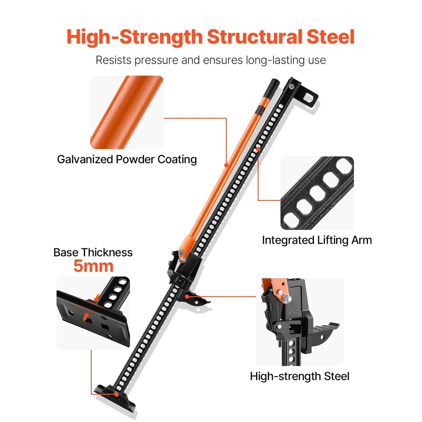 SucceBuy Farm Jack 60" Utility High Lift 3.18 Ton(7000lb) Ratcheting Off Road Jack Heavy-Duty Jack w/ 5.12"-54.33" Range for SUV