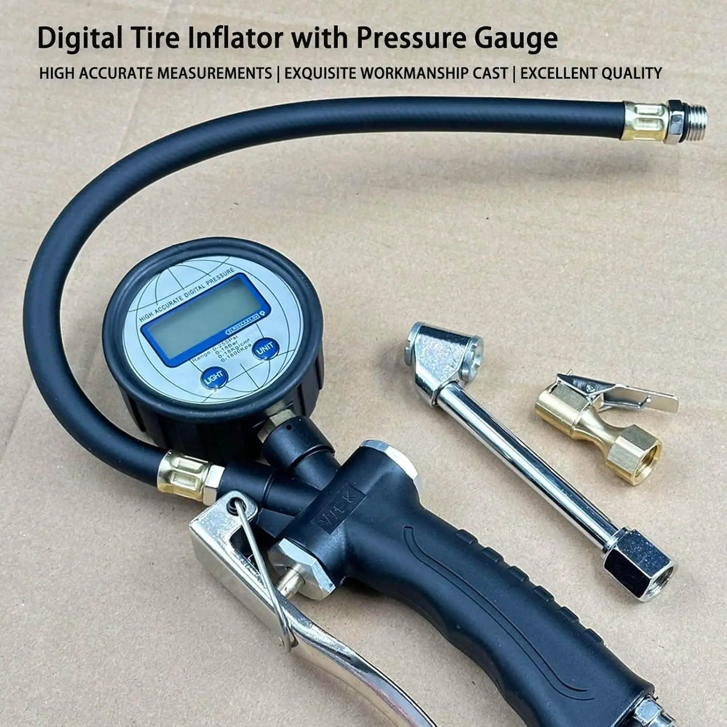 Digital Tire Inflator With Pressure Gauge 255 PSI For Cars
