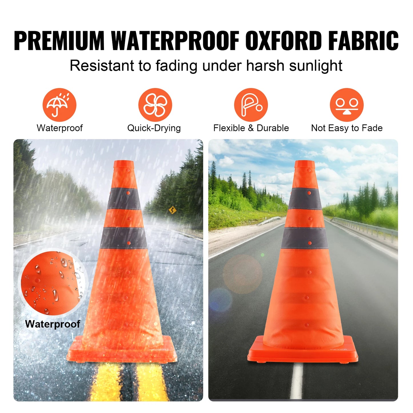 SucceBuy Safety Cones 2/4Pack 18/28inch Collapsible Traffic Construction Cones for Traffic Control Driving Training Parking Lots