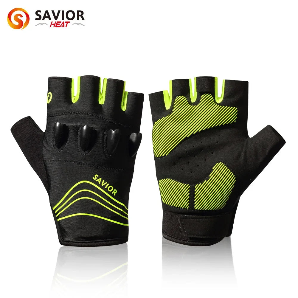Savior Outdoor Sports Cycling Gloves Half Finger LED Gloves Nightview Rechargeable Flashlight Luminous Breathable Summer Spring
