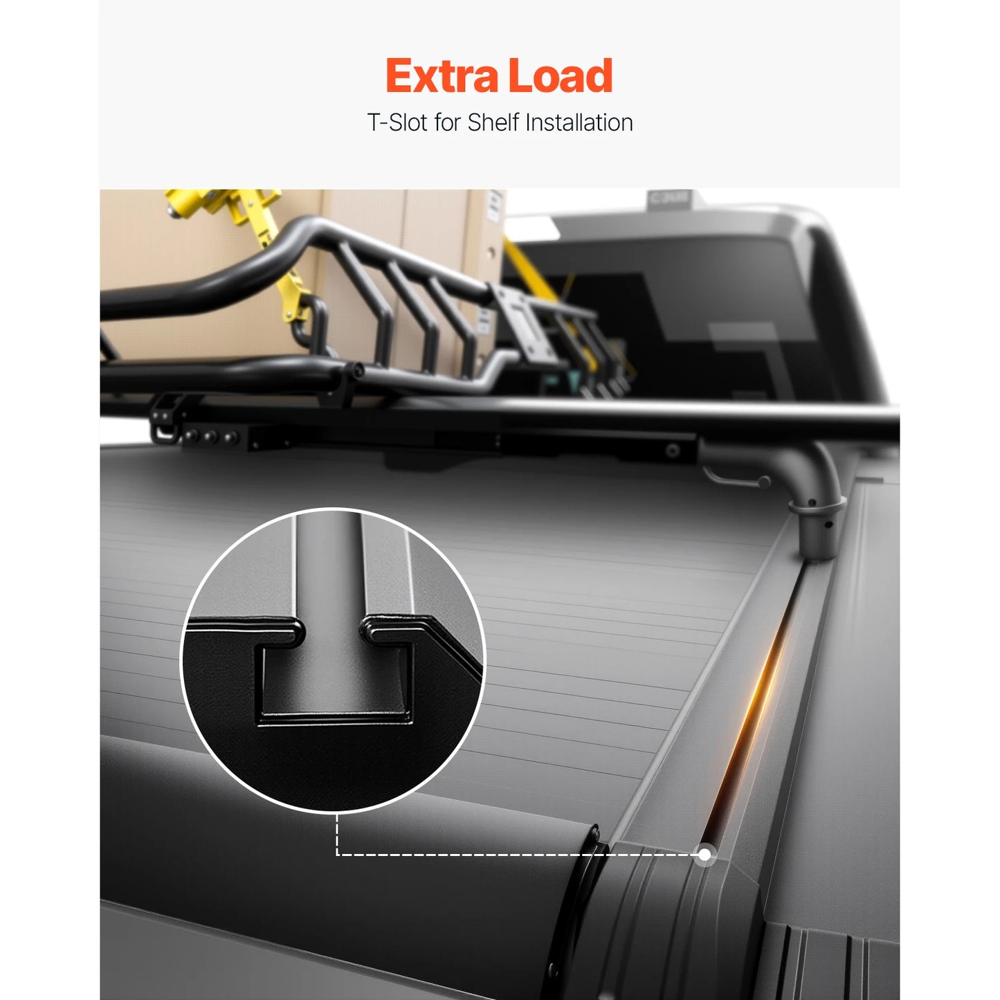 SucceBuy Retractable Tonneau Cover 5.5ft Aluminum with Drainage Pipe for 2021-2024 Ford F-150 Crew Cab Double-Lock T-Slot Design
