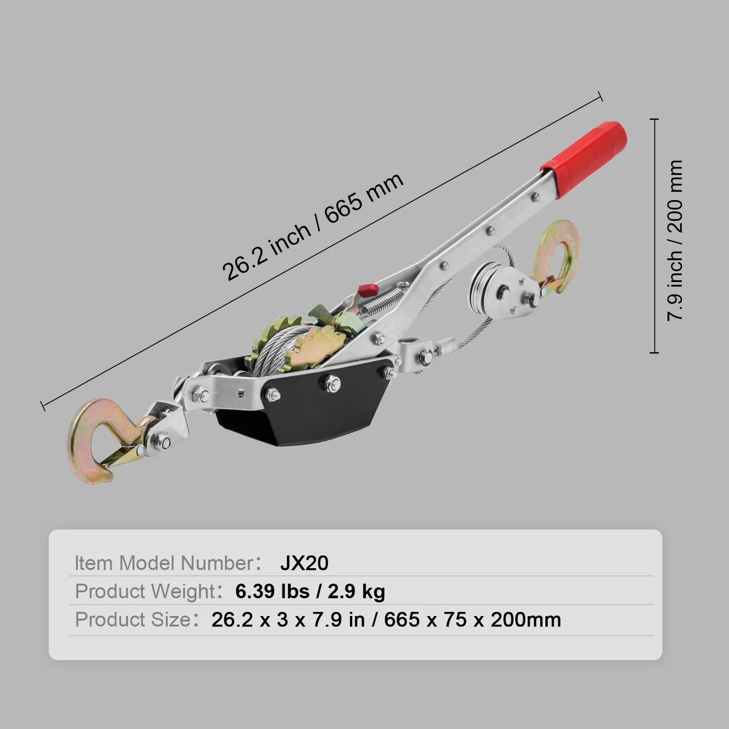 SucceBuy 2/4T Come Along Winch Ratchet Power Puller Tool with Dual Gears & Hook Automotive Hoist Cable Puller for Vehicle Rescue