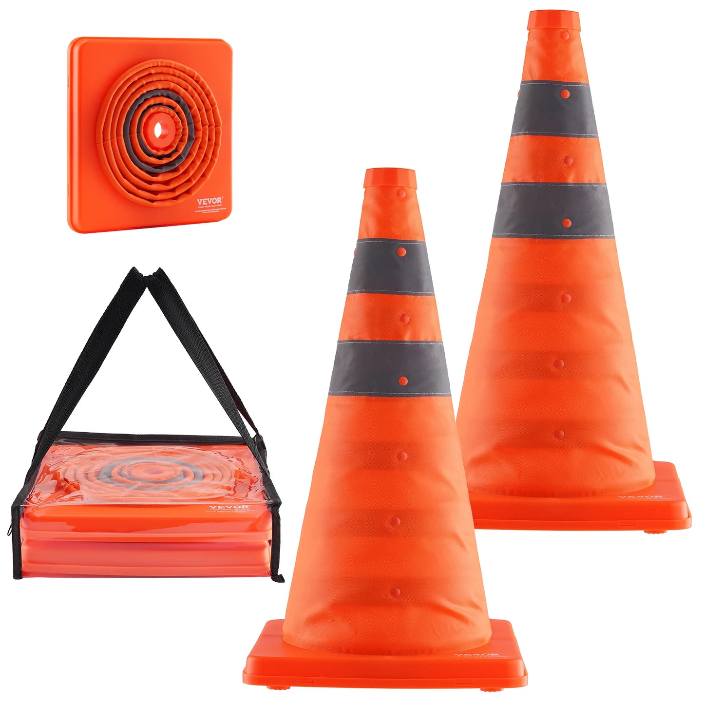 SucceBuy Safety Cones 2/4Pack 18/28inch Collapsible Traffic Construction Cones for Traffic Control Driving Training Parking Lots
