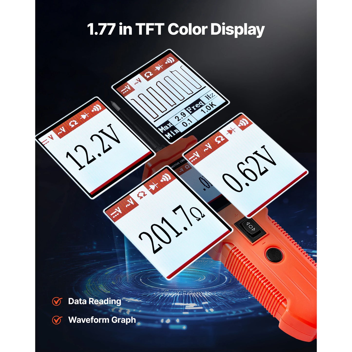 SucceBuy Automotive Circuit Tester Kit with TFT Color Display Lighting 2-in-1 Electrical Power Tester Probe with Extension Cable