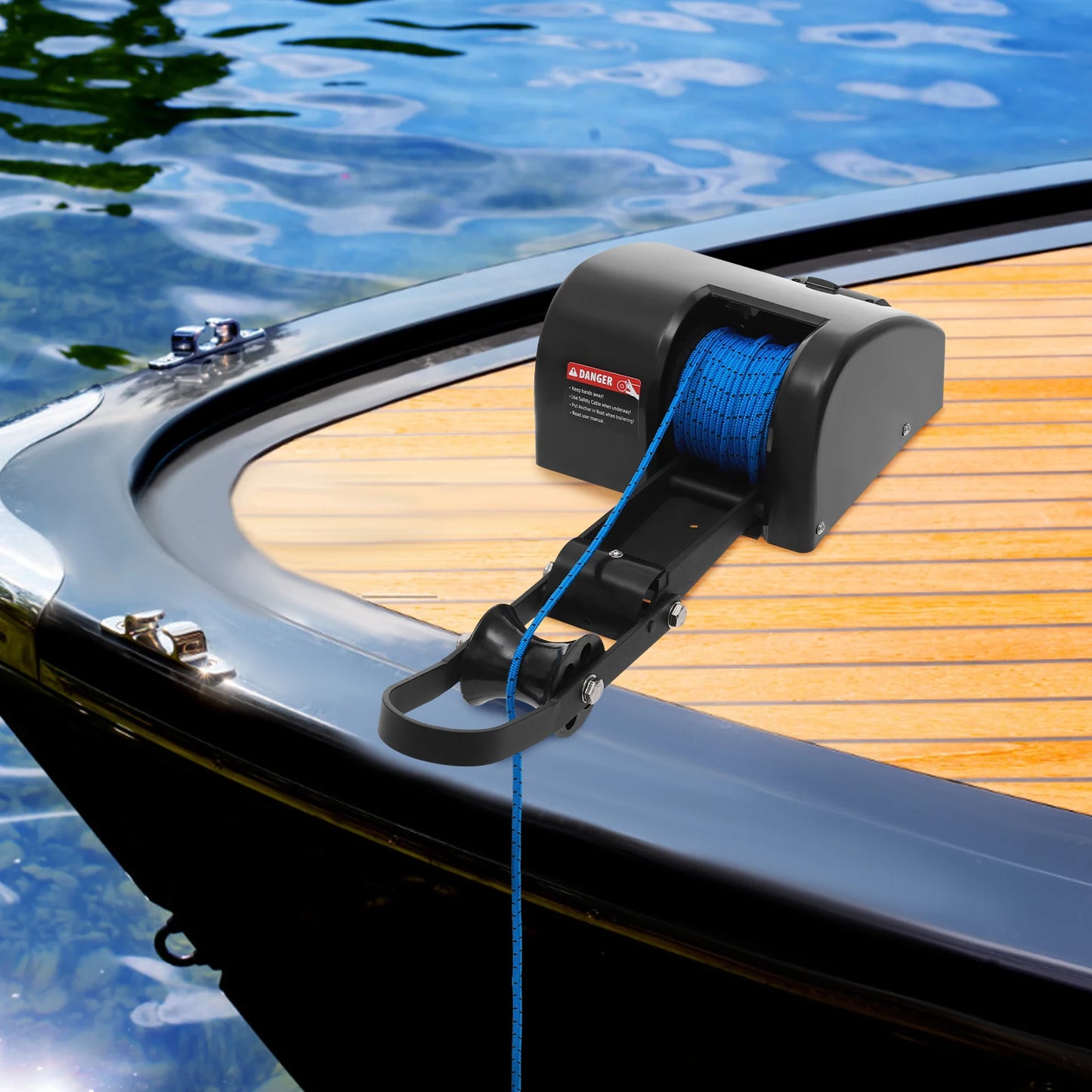 Electric Anchor Winch, 45lbs Capacity, 12V Motor, 100ft Rope, Easy Install