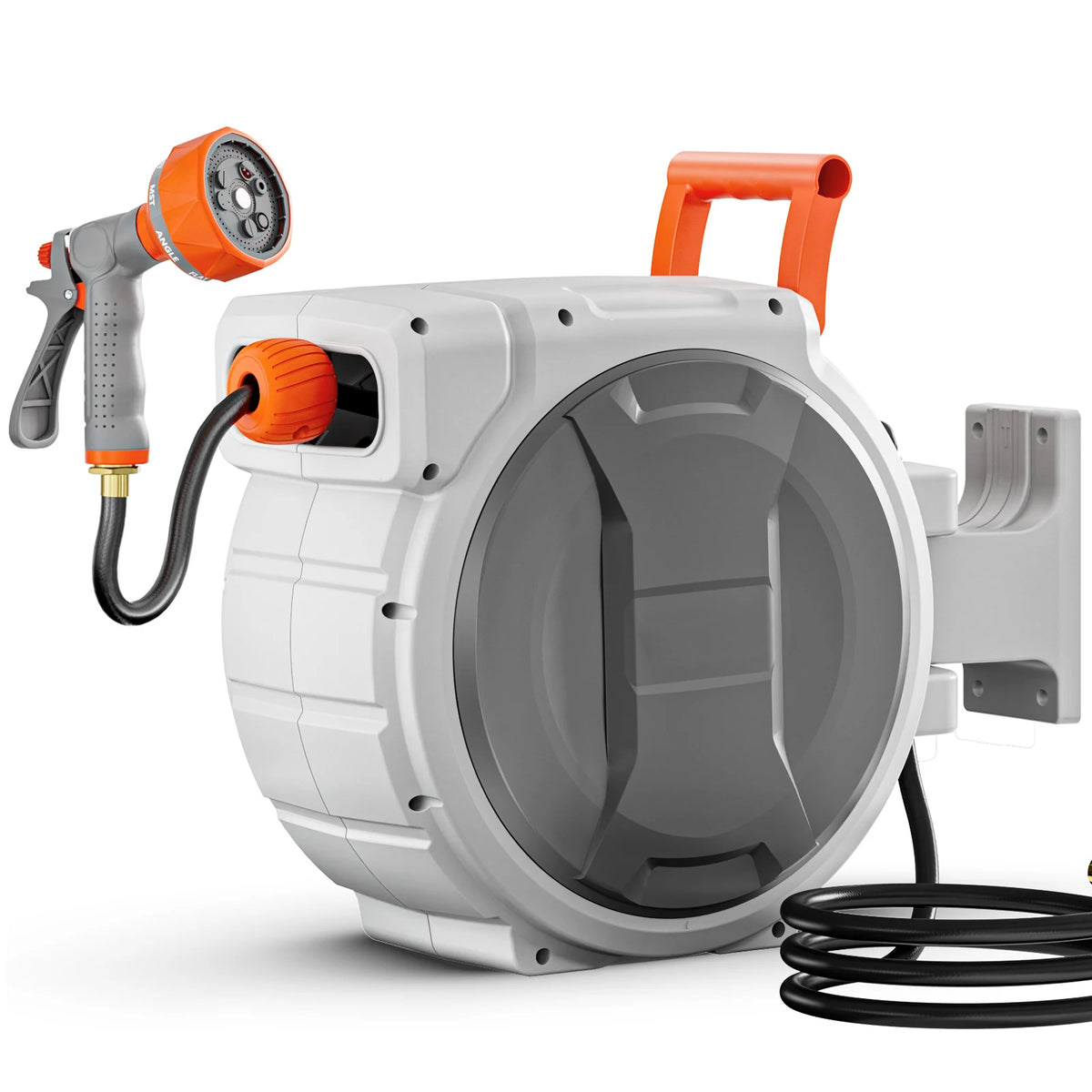 SucceBuy Retractable Wall Mounted Garden Hose Reel With Spray Nozzle