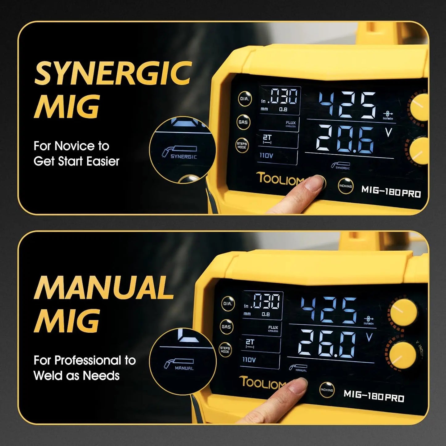 4 in 1 MIG Welder 180A Gas MIG Flux MIG Stick Lift TIG Multiprocess Welding Machine 110V 220V Welder Kit with Lift TIG Torch