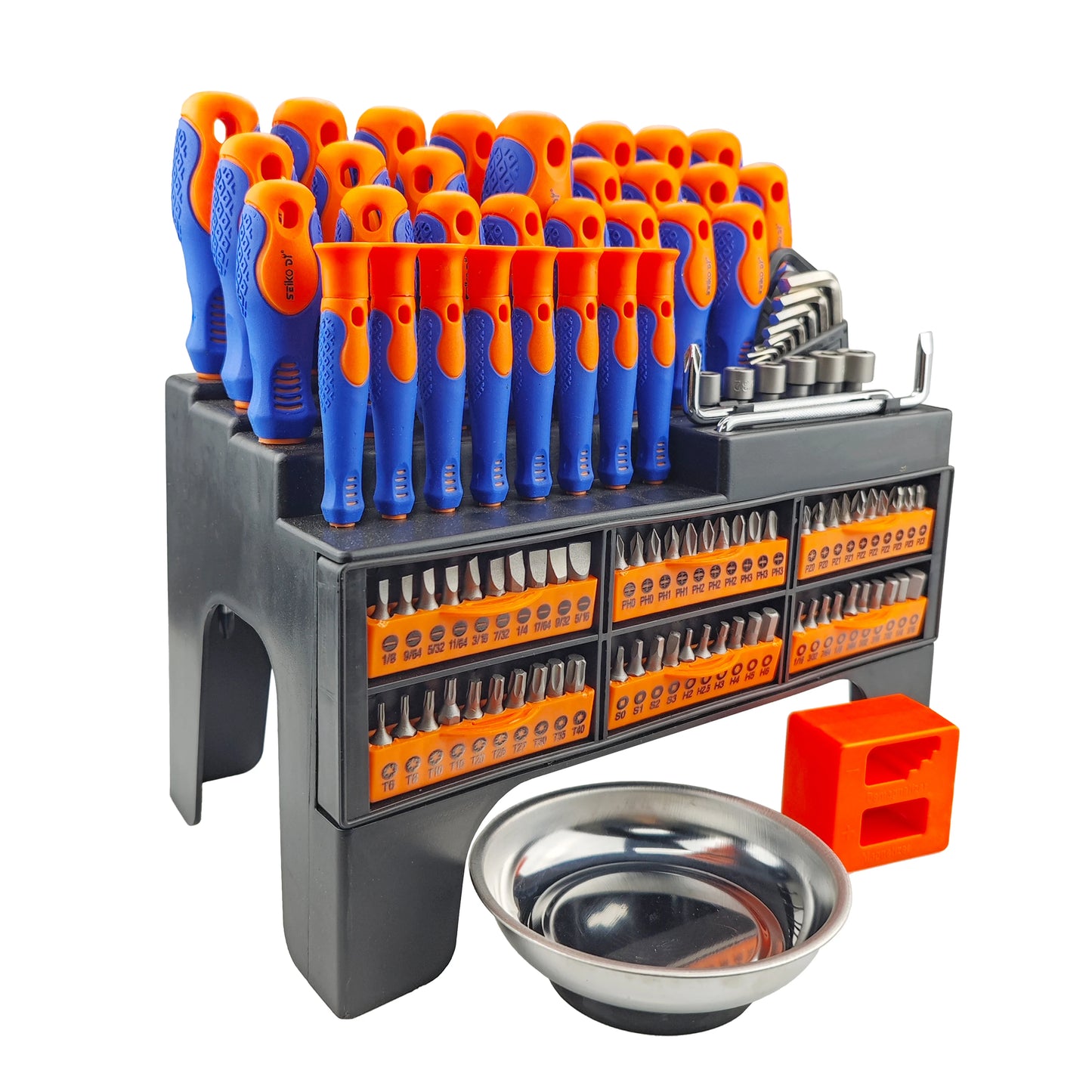 Professional 118 Piece Screwdriver Kit Magnetic Bits Hex Nut Drivers with Holder for Tech Repair Tools