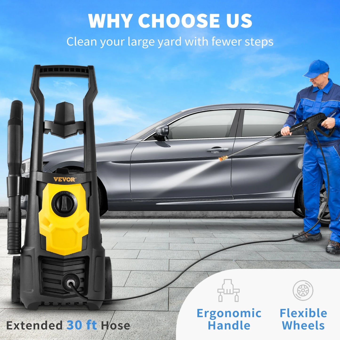 SucceBuy 1500W High Pressure Car Washer 2000 PSI Electrical Portable Car Washing Machine Auto Wash Washers Spray Gun for Home