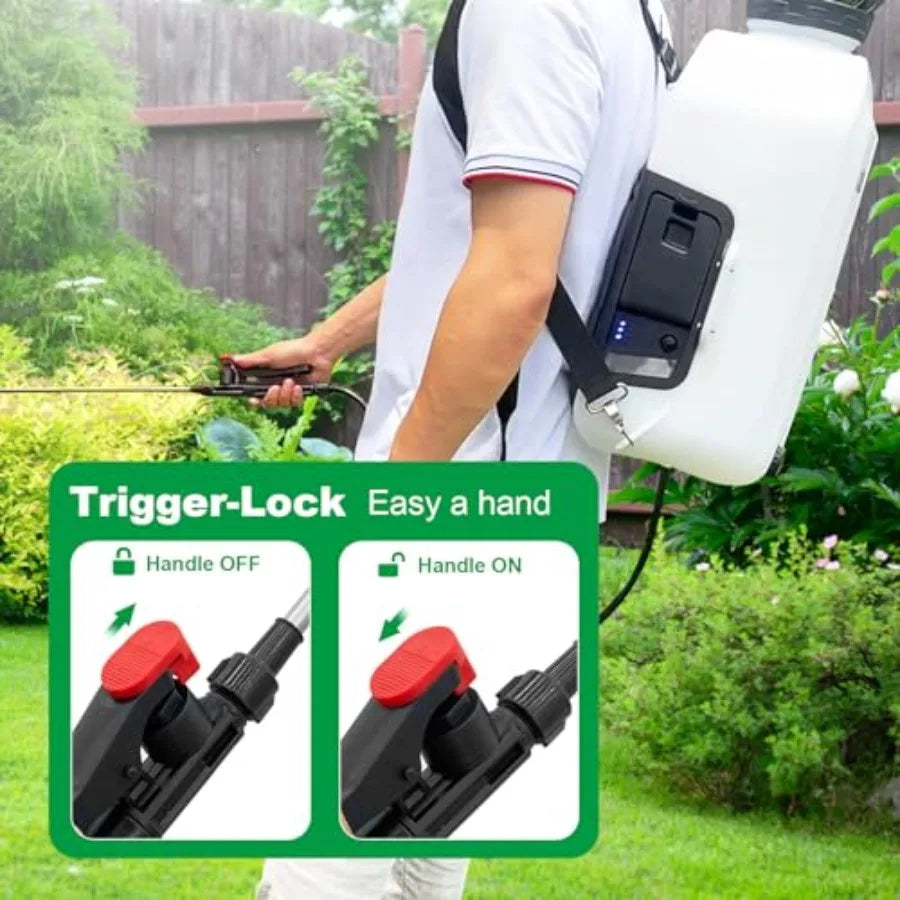 Battery Powered Backpack Sprayer With Telescopic Wand And Trigger Lock