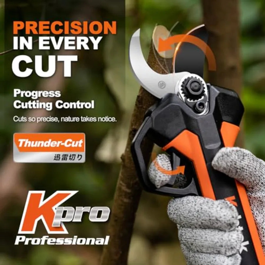 Professional Pruning Shears Battery Powered 33MM Electric Pruner Branch Cutter Cordless Heavy Duty with 1 Pack 2Ah Rechargeable