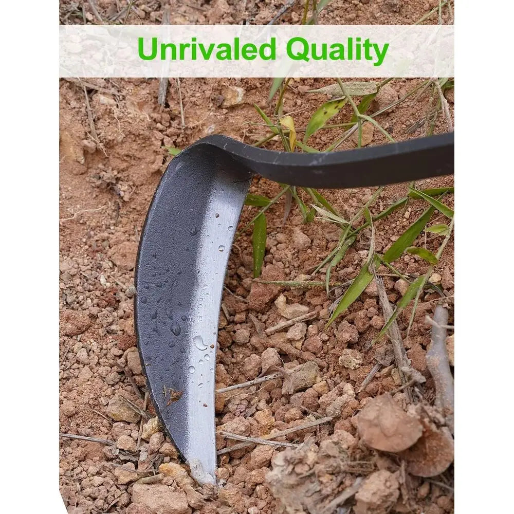 Weeding Sickle Hoe, 17 Gardening Hand Weeder Nejiri Kama Blade Tool Digging and Cutting Weed Remover, High-Carbon Steel One-Piec
