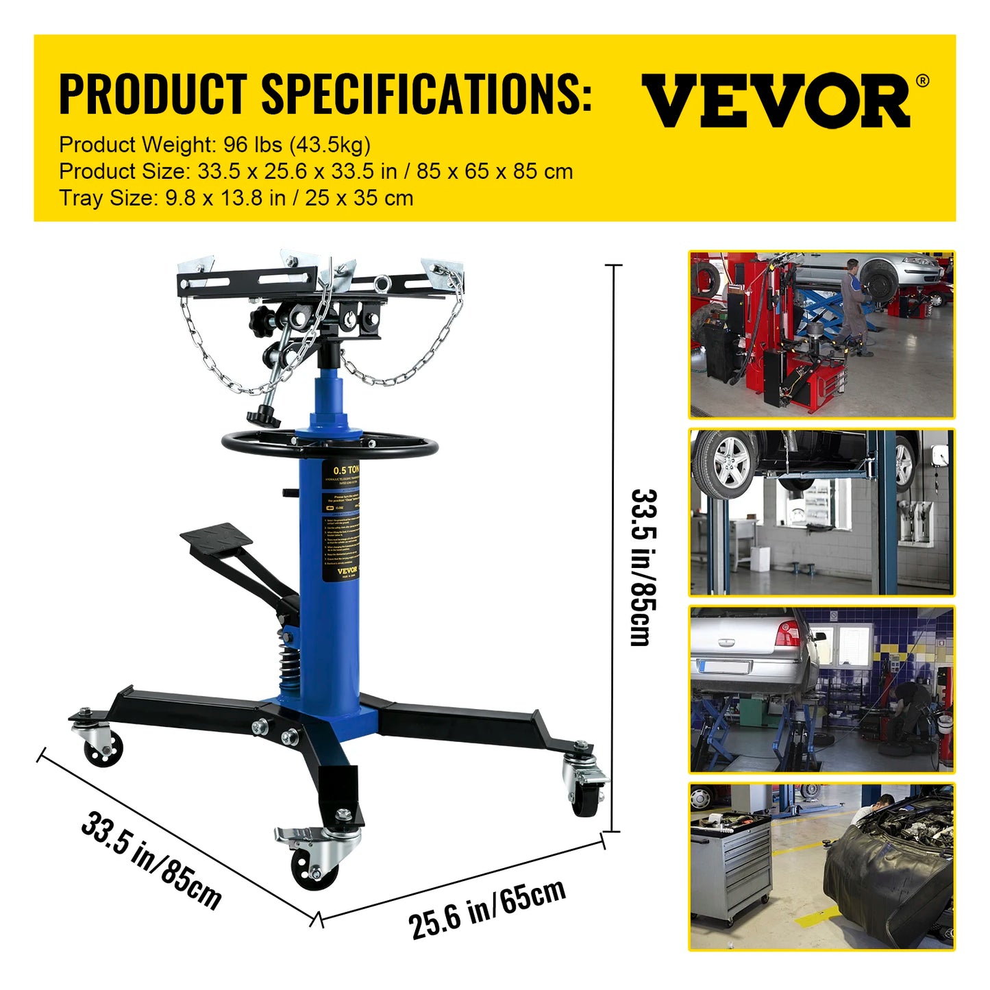 SucceBuy Car Lift Jack Hydraulic Telescopic Transmission Jack Floor Jack Stand with Foot Pedal Swivel Wheel Garage Lift Hoist