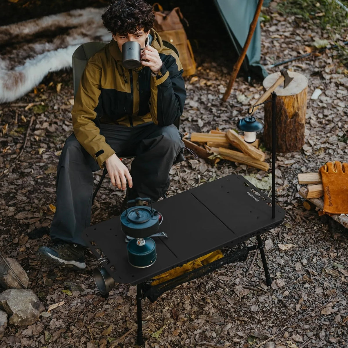 Naturehike H02 Adjustable Folding Camping Table With Storage
