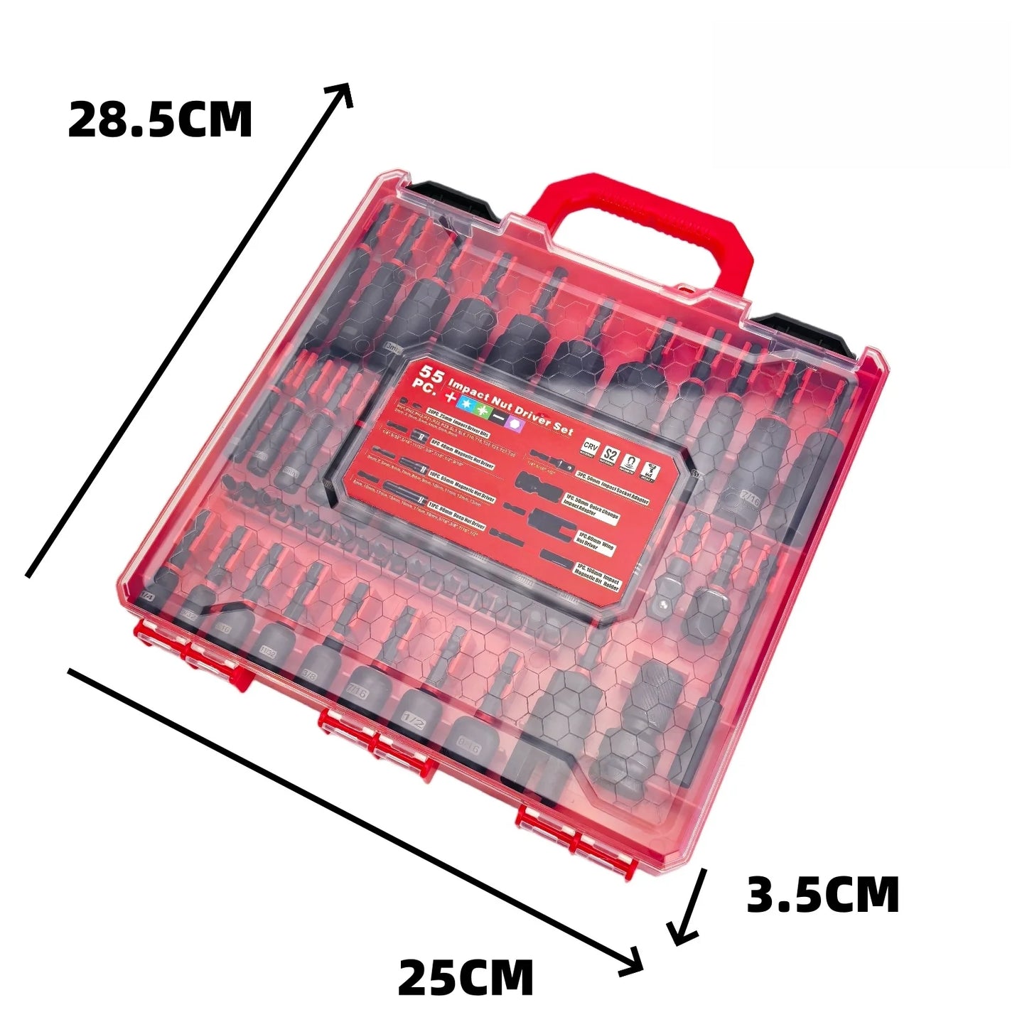 55PCS Magnetic Impact Nut Driver Set Deep Socket Driver Metric SAE Hex Nut Setter Power Drill Bit Tool Kit