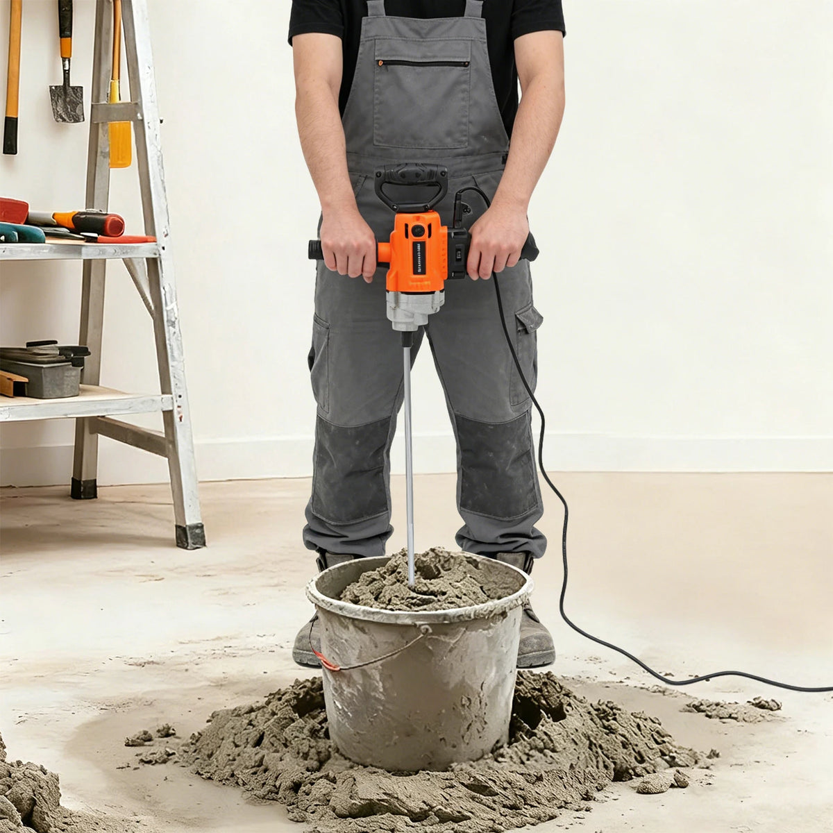 Cncest Electric Drill Mixer With Two Paddles For Construction Sites