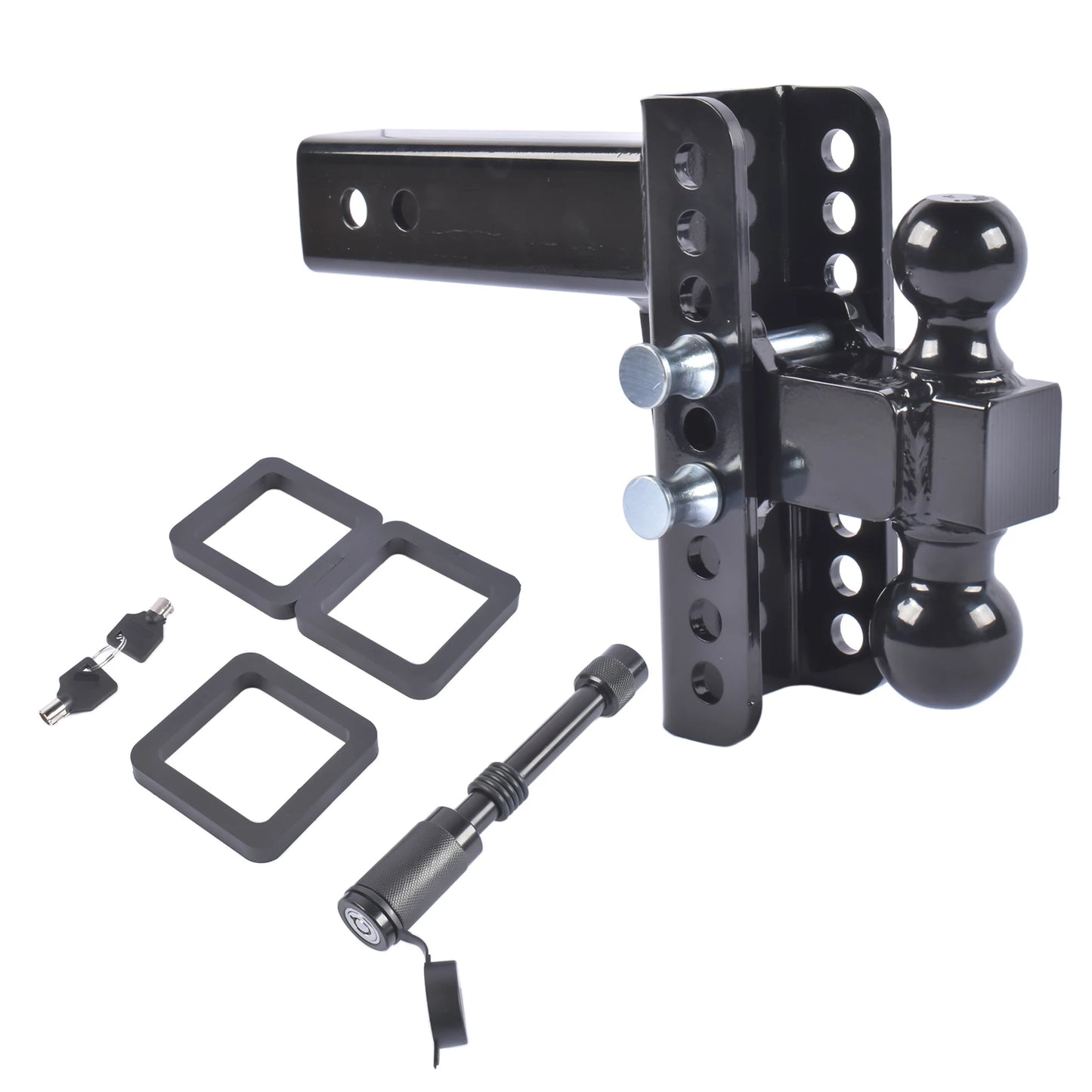 AP03 Adjustable Trailer Hitch for 2.5-Inch Receiver 6-Inch Drop/Rise, 2" & 2-5/16" Ball Hitches for Trucks, 22,000 LBS GTW, Trailer Hitches with Anti-Theft Pin
