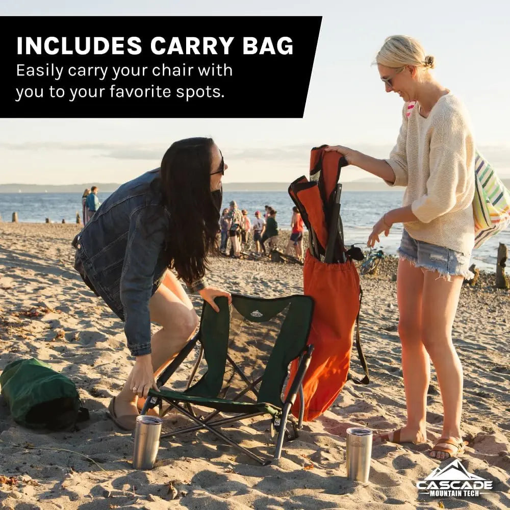 Folding camp chair ideal for camping beach picnics barbecues and outdoor sporting events includes carry bag