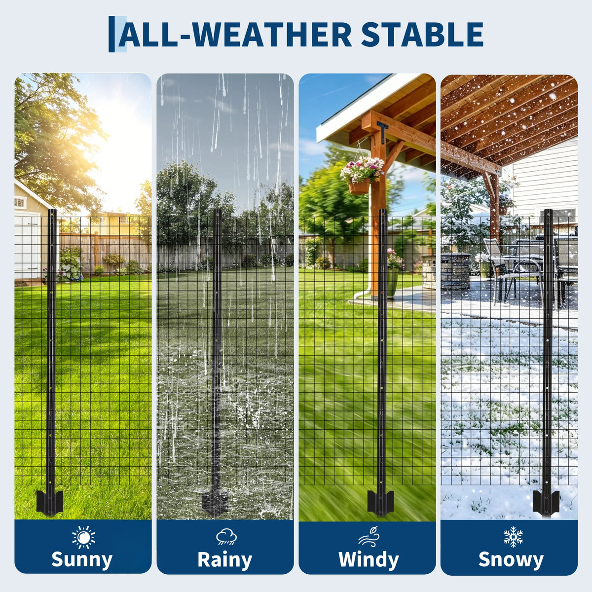 HiMISS Steel U-Channel Fence Posts With Clips And Zip Ties