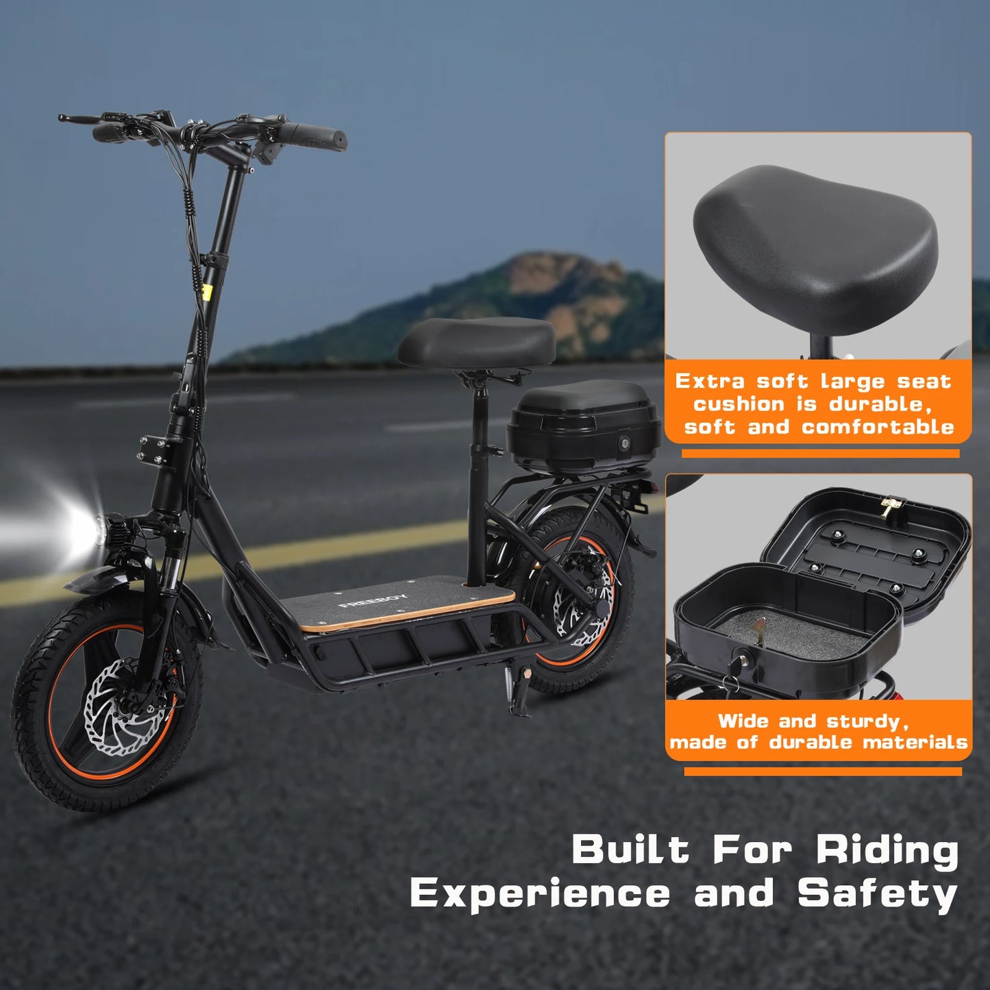 750W Motor 48V 18Ah Battery Electric Scooter for Adults Load 330Lbs Commuter Scooter with Box Urban commuting electric bicycles