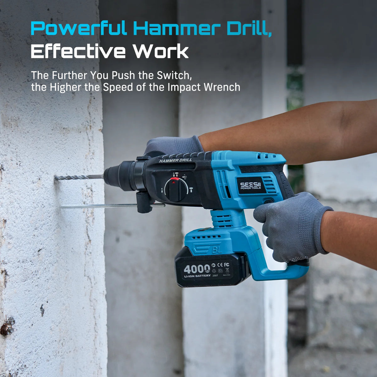 Seesii Cordless Hammer Drill Impact Wrench Grinder Combo Kit