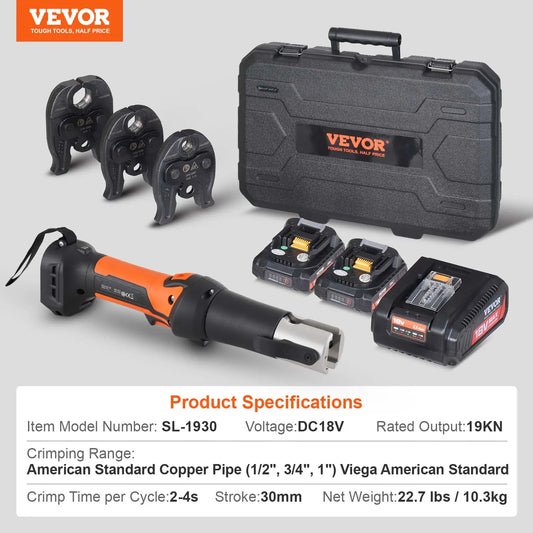 SucceBuy 18V Cordless Electric Pipe Crimping Tool With Battery