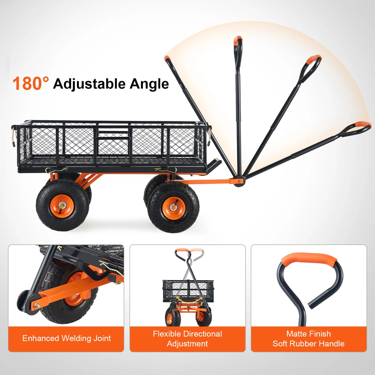 SucceBuy Heavy Duty Metal Garden Utility Dump Cart