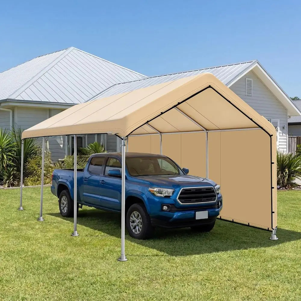10 x 20 t Carport Replacement Cover with Sidewall, Easy to Set up Carport , 500D Heavy-Duty Garage Top Tent Shelter Tarp Waterpr
