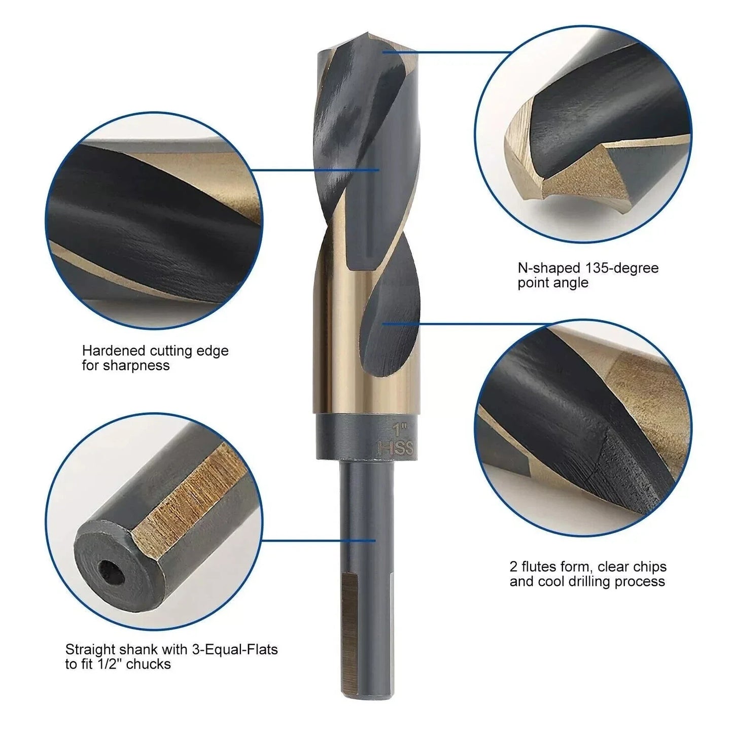 HSS Cobalt Silver And Deming Drill Bits Set Large Size 9/16inch To 1inch M2 High Speed Steel Multifunction Tool Accessories