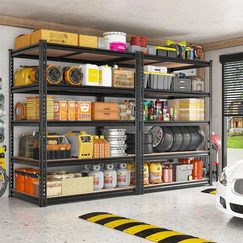 2400LBS Storage Shelves 5 Tier Garage Shelving Heavy Duty, Adjustable Metal Shelving Unit, Garage Shelves for, Customized