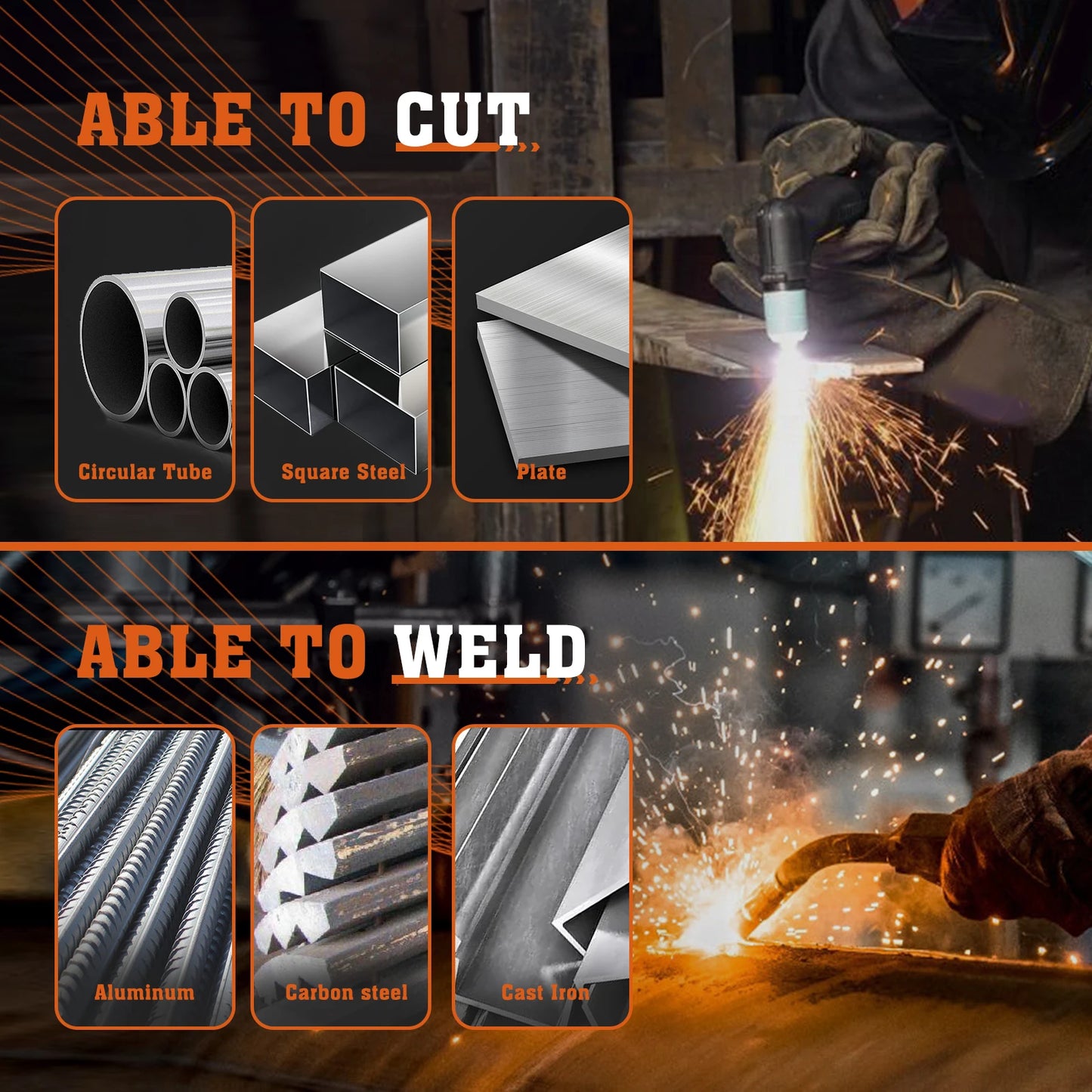 FEMEROL 200A Plasma Cutter Welder 6 In 1 Gas/Gasless MIG/HF TlG/Stick/CUT/SPOT Welding Machine 110/220V Aluminum Welding Welder