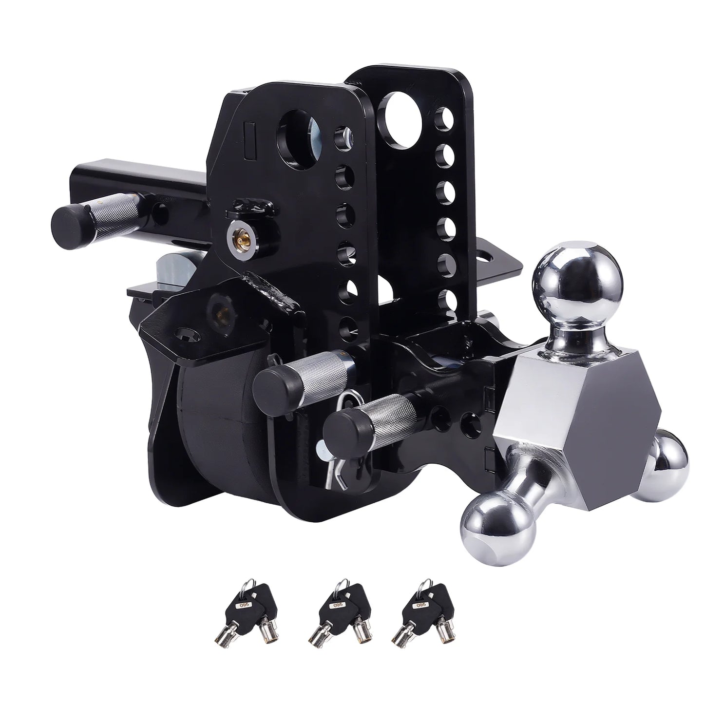 12000lbs Adjustable 6" Drop/6" Rise Three Ball Trailer Towing Hitch 2" & 2-5/16"