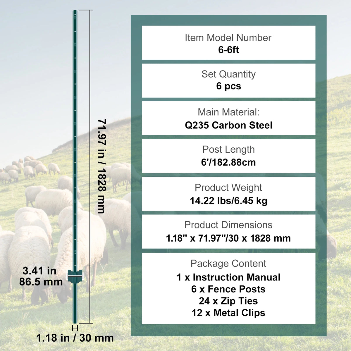 SucceBuy Heavy Duty Steel T-Post Stakes for Garden and Farm Fencing