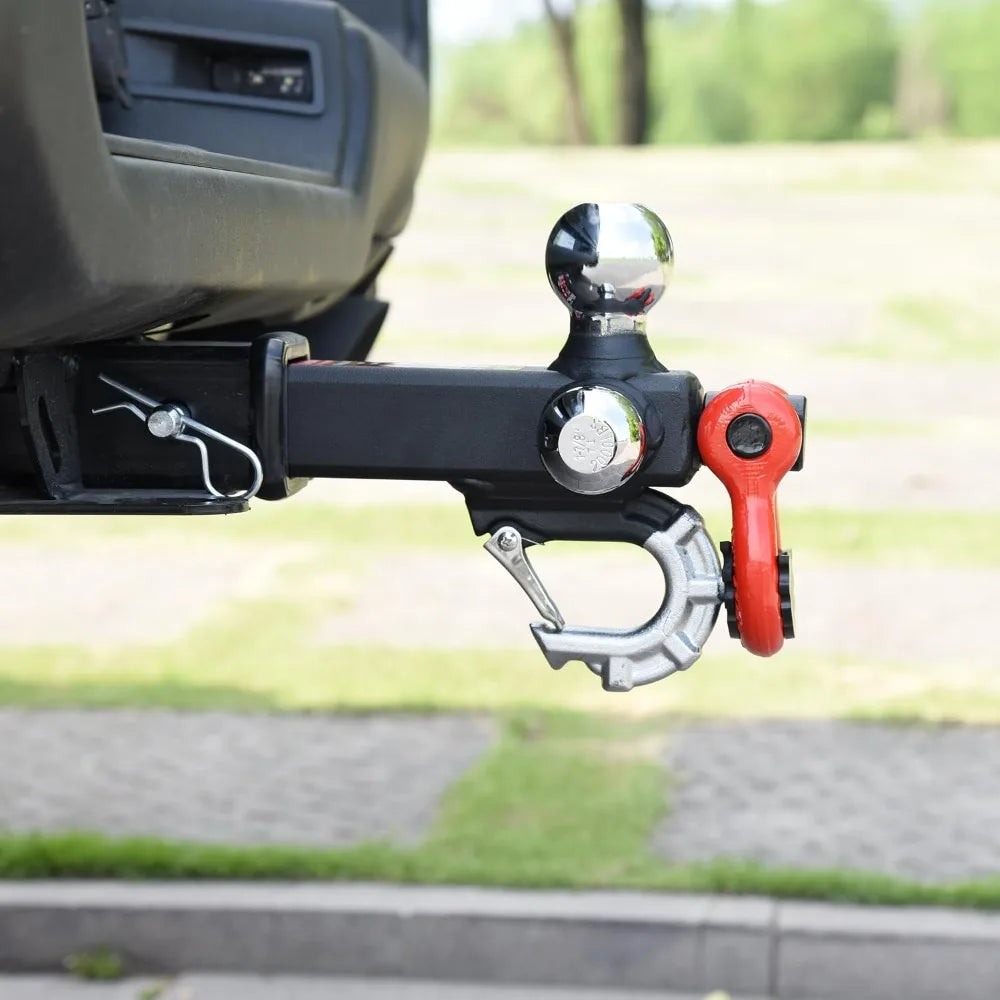 3-Ball Hitch Mount with Swivel Shackle & Tow Hook, Fits 2" Receiver, 1-7/8", 2", 2-5/16" Balls, 5/8" Lock Pin