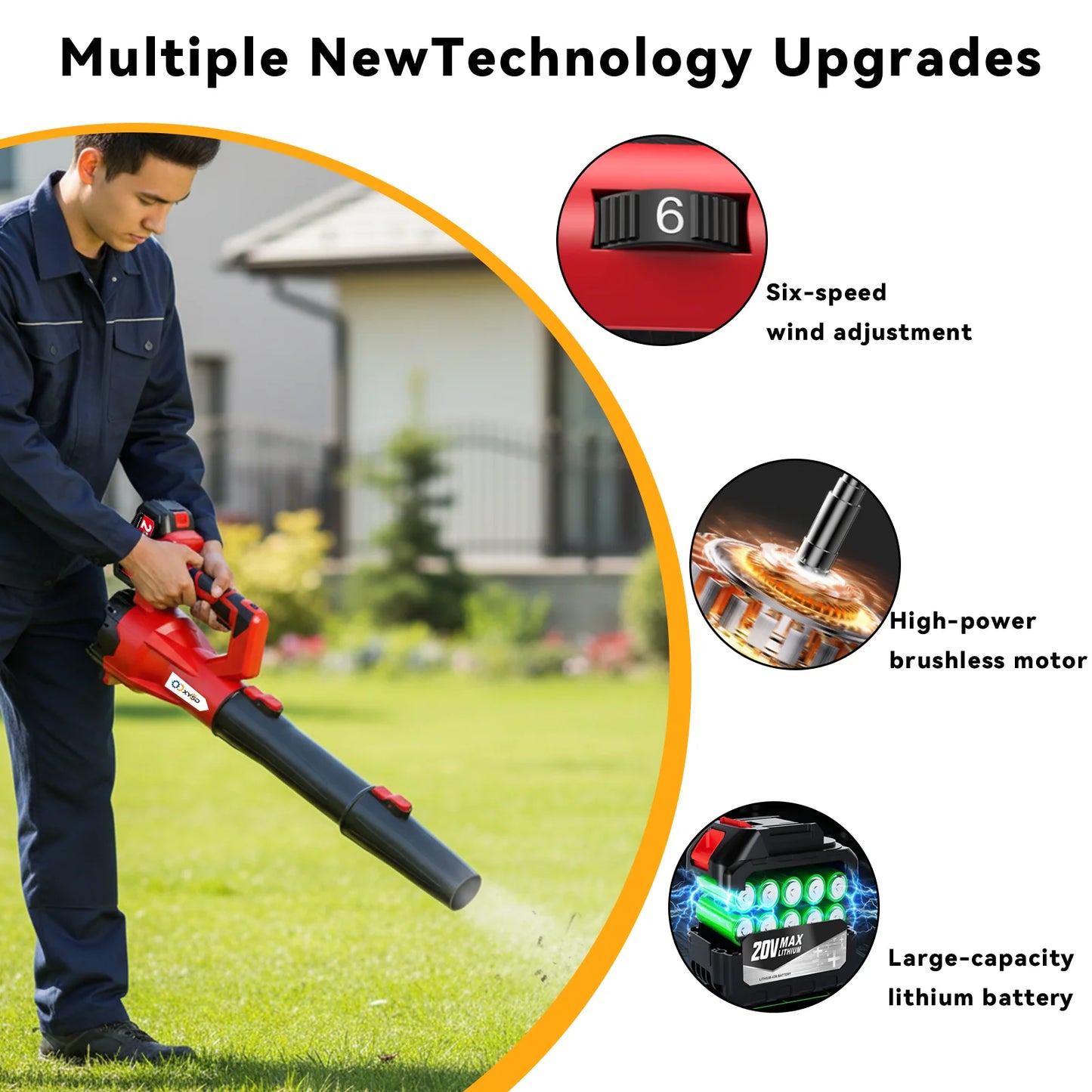 XYSD Cordless Leaf Blower, 650 CFM Electric Jet Blower with 21V 4.5Ah Battery, 6 Speed Modes Portable Leaf Blower for Lawn Care