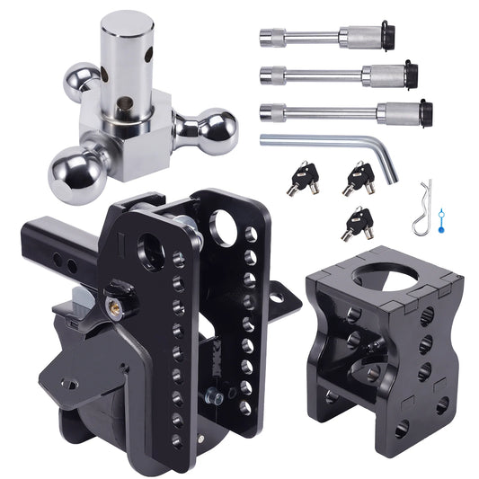 12000lbs Adjustable 6" Drop/6" Rise Three Ball Trailer Towing Hitch 2" & 2-5/16"