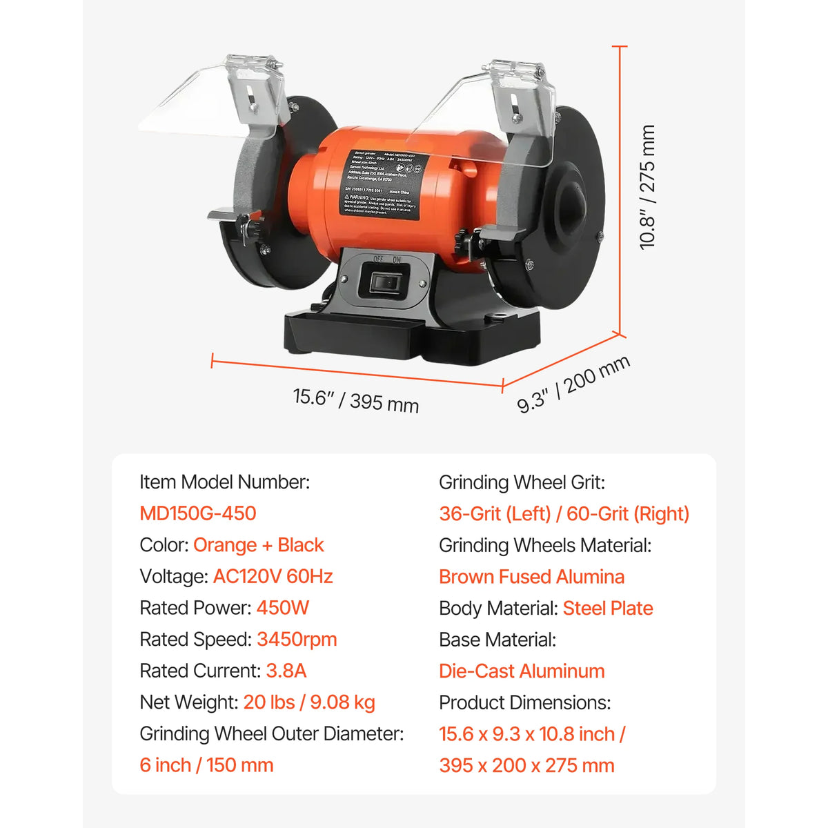 Succebuy Single Speed Bench Grinder With Induction Motor