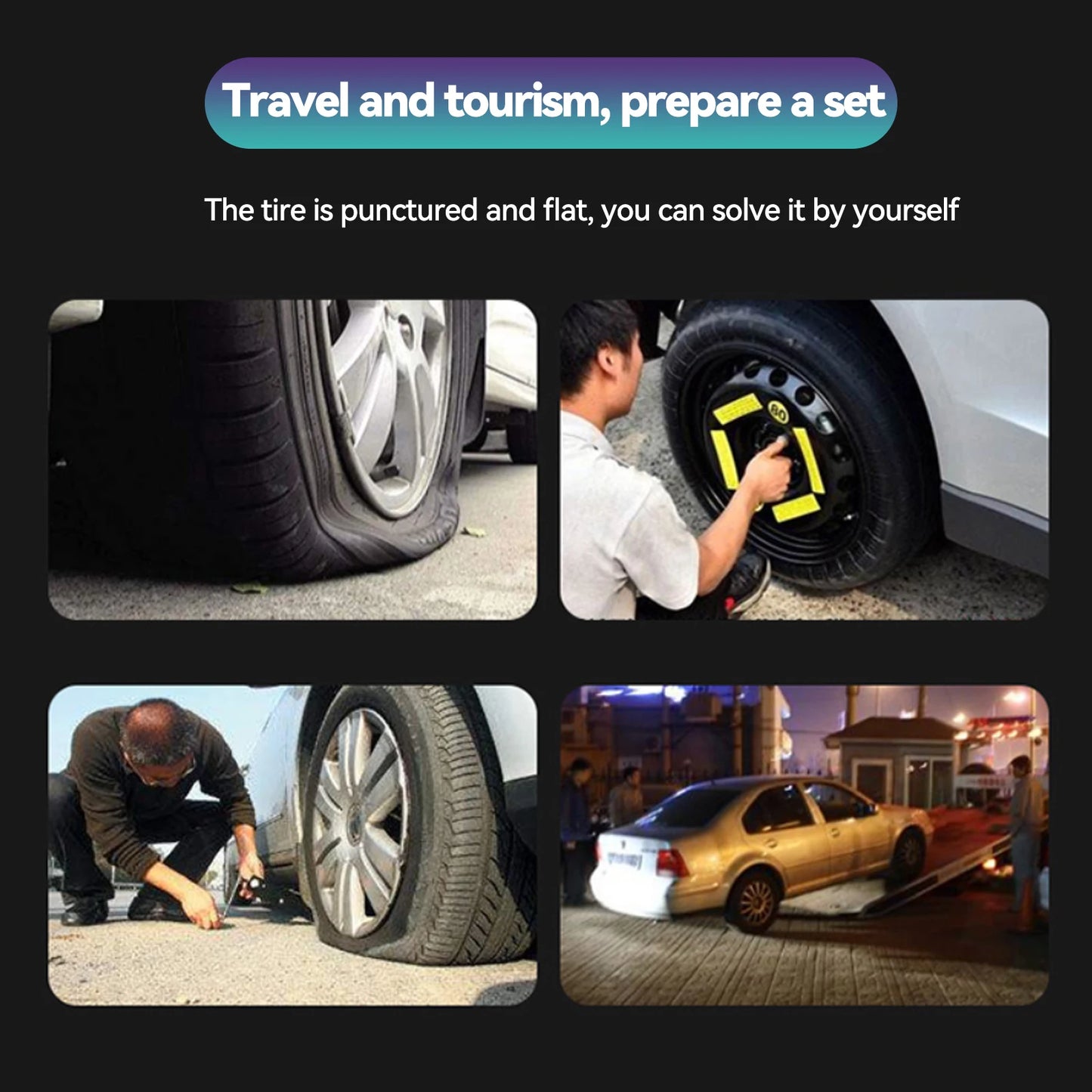 Portable Car Tire Repair Kit 23Pcs DIY Easy Repair Tyre Puncture Repair Tool For Car Motorcycles ATVS Lawnmowers Tractors Trucks