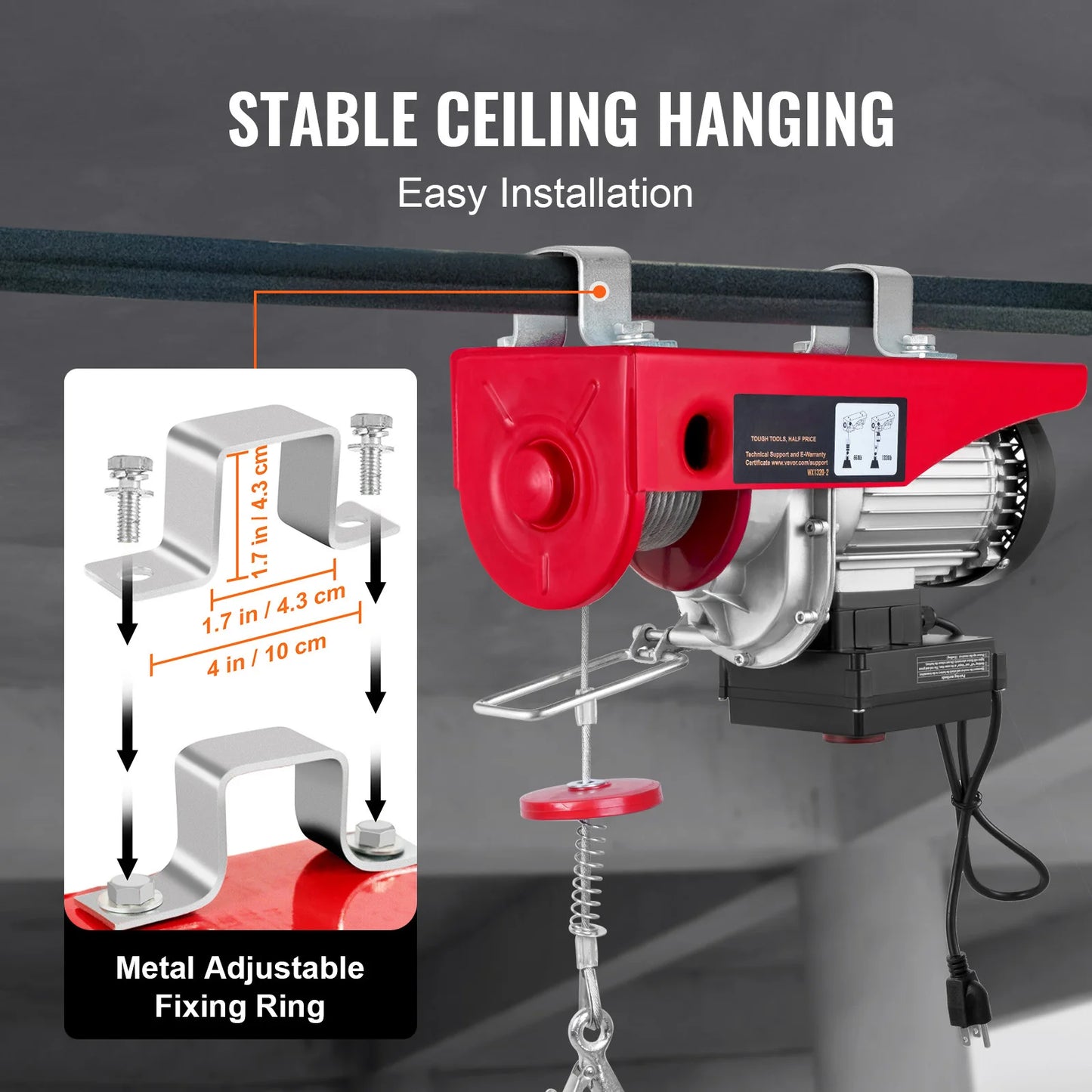 SucceBuy 400-1000kg Electric Hoist Lifting Crane Cable Hoist Winch for Boat Car Garage Elevator with Wired Remote Control Lifter
