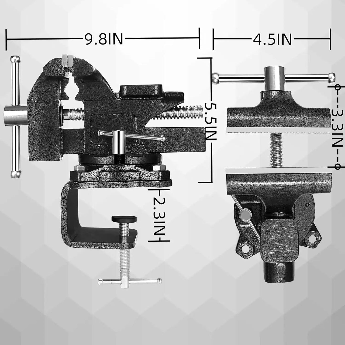 4.5" Heavy Duty Bench Vise with 270° Swivel Base, Ideal for Woodworking, Welding, and DIY Projects