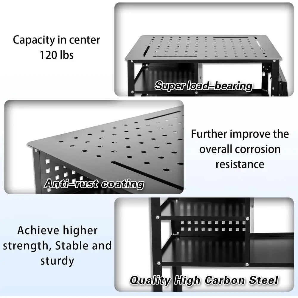 Welding Table Heavy Duty Mobile Steel Workbench with Wheels, Work Station Unil Workbench or Metalworking, Cutting Grinding Weldi