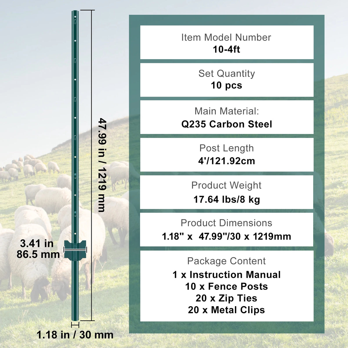 SucceBuy Heavy Duty Steel T-Post Stakes for Garden and Farm Fencing
