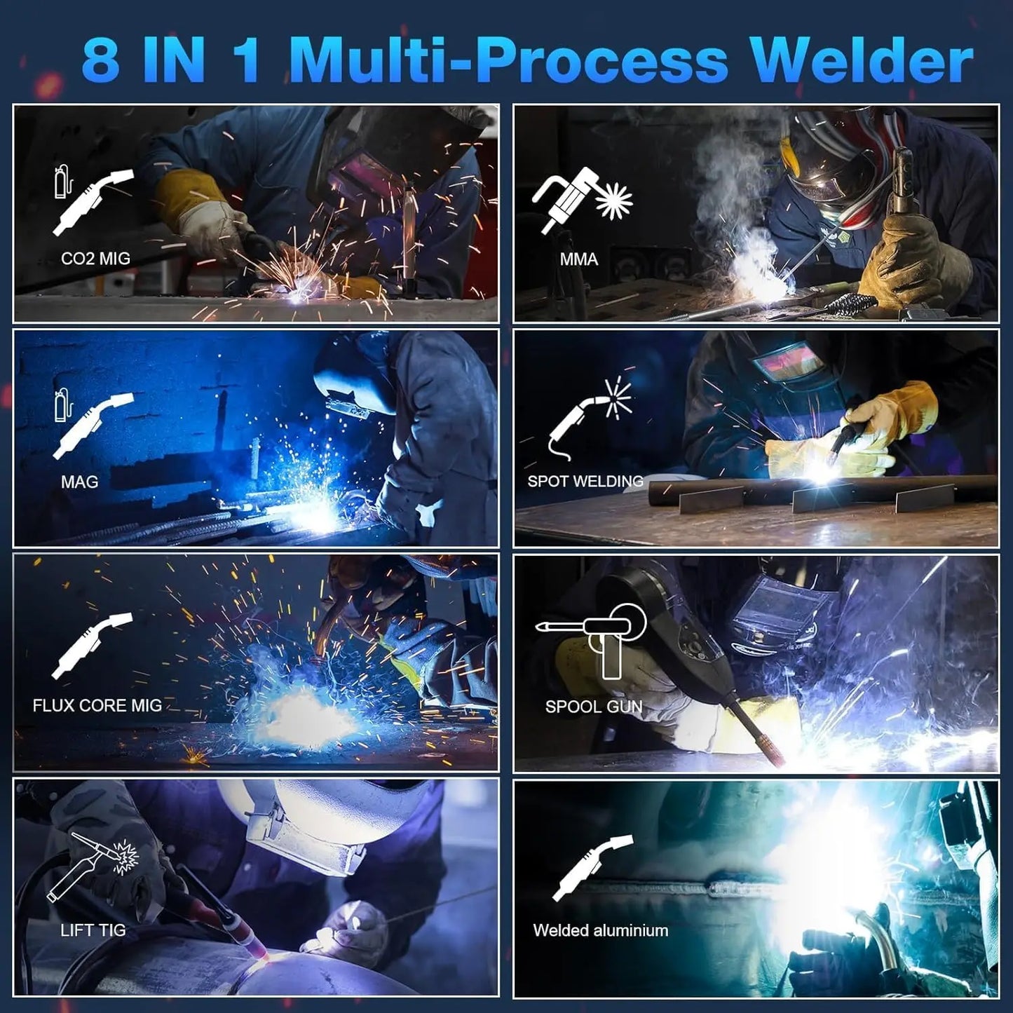Reboot RBM2500 PRO 250A 120/240V 8-in-1 Welder, TIG Torch, Dual Aluminum Modes, Gas/Gasless MIG/MAG/TIG/Stick/Spot/Spool Gun