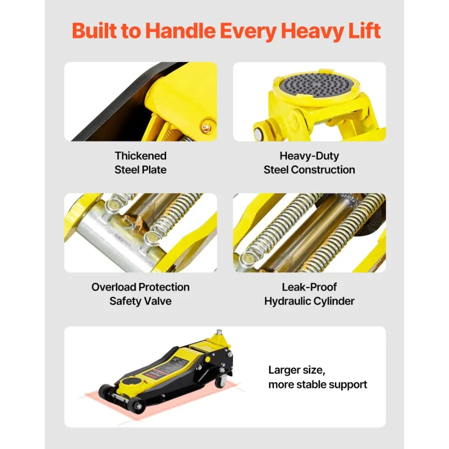 Low Profile Floor Jack 4 Ton Steel Racing Hydraulic Trolley Car Lift for SUV with Dual Pistons Quick Lift Pump Lifting Range 3.