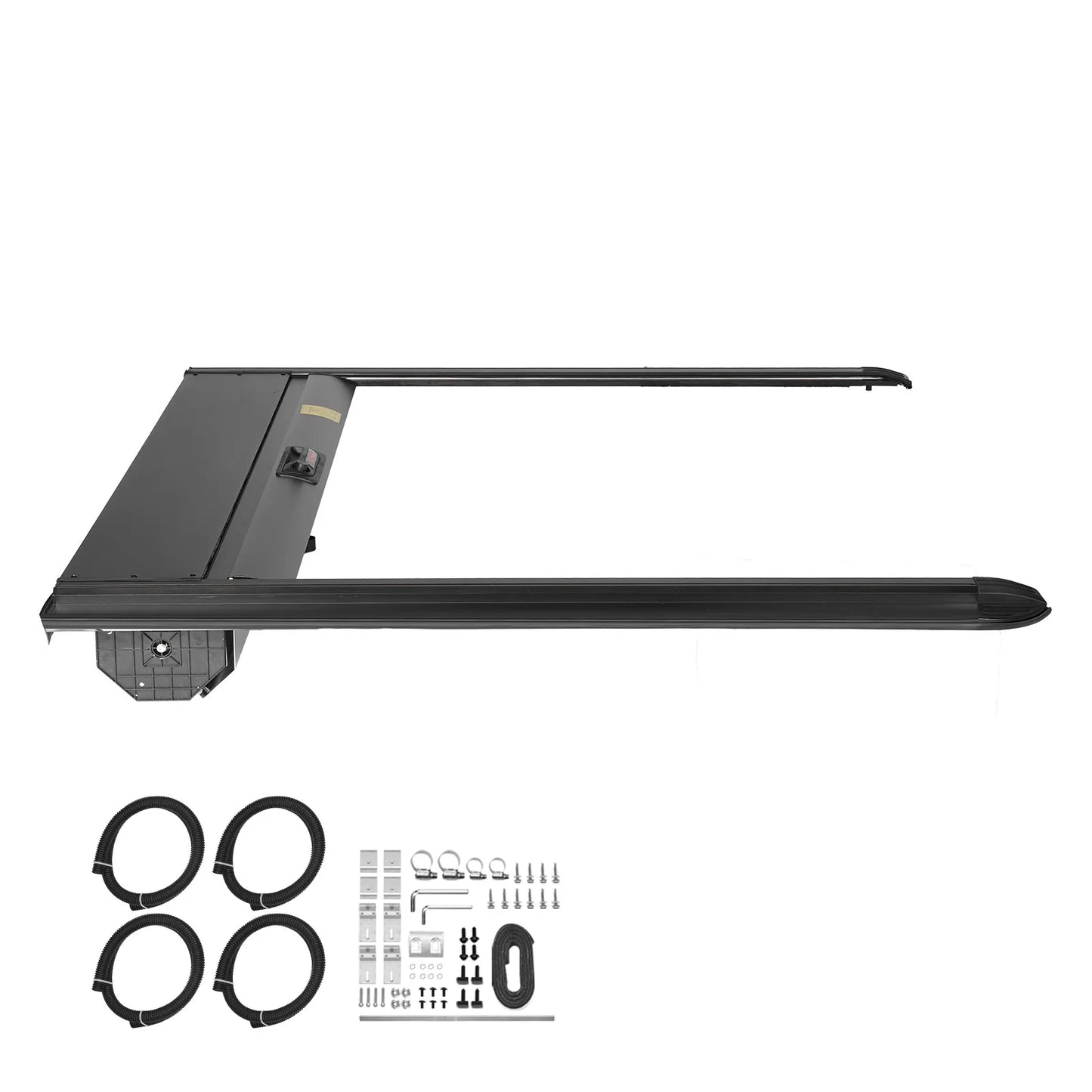 SucceBuy Retractable Tonneau Cover 5.5ft Aluminum with Drainage Pipe for 2021-2024 Ford F-150 Crew Cab Double-Lock T-Slot Design