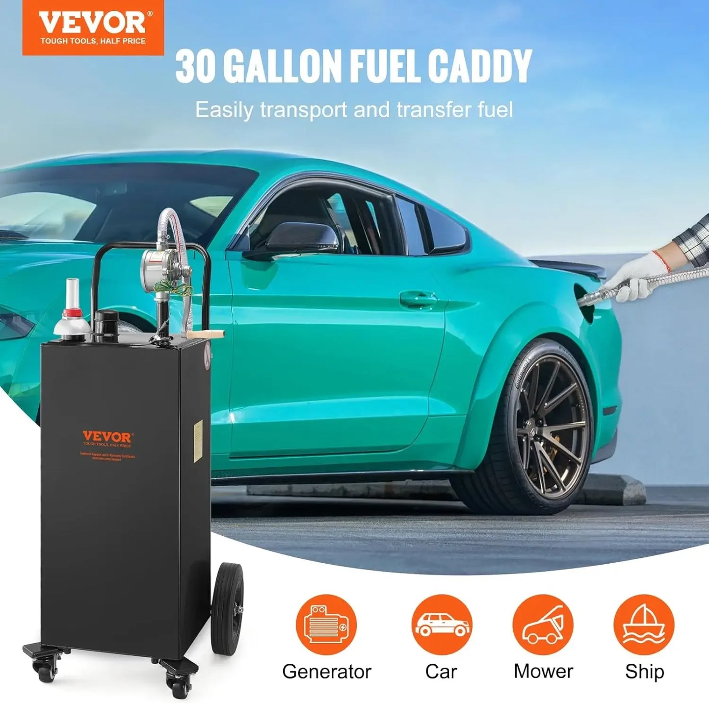 Fuel Caddy Portable Gas Tank With Four Wheels And Pump