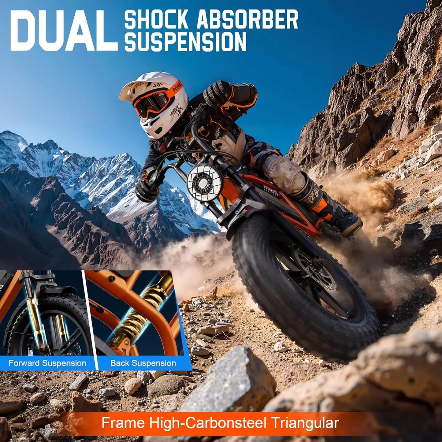 TST R002S 1500W Electric Bike, 20" fat tires, all-terrain, 60-90 miles range, 28MPH, 48V 15/25Ah battery.